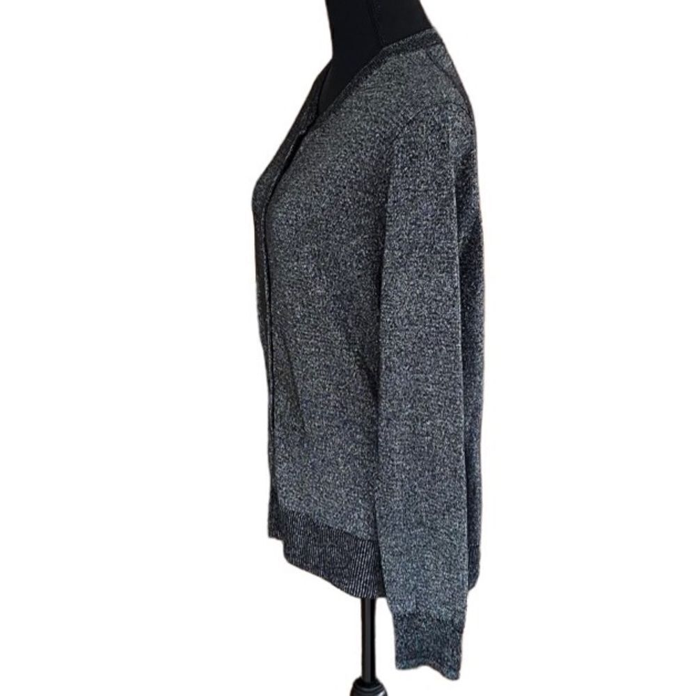 GAP black/silver metallic button front cardigan, size L - Picture 4 of 6